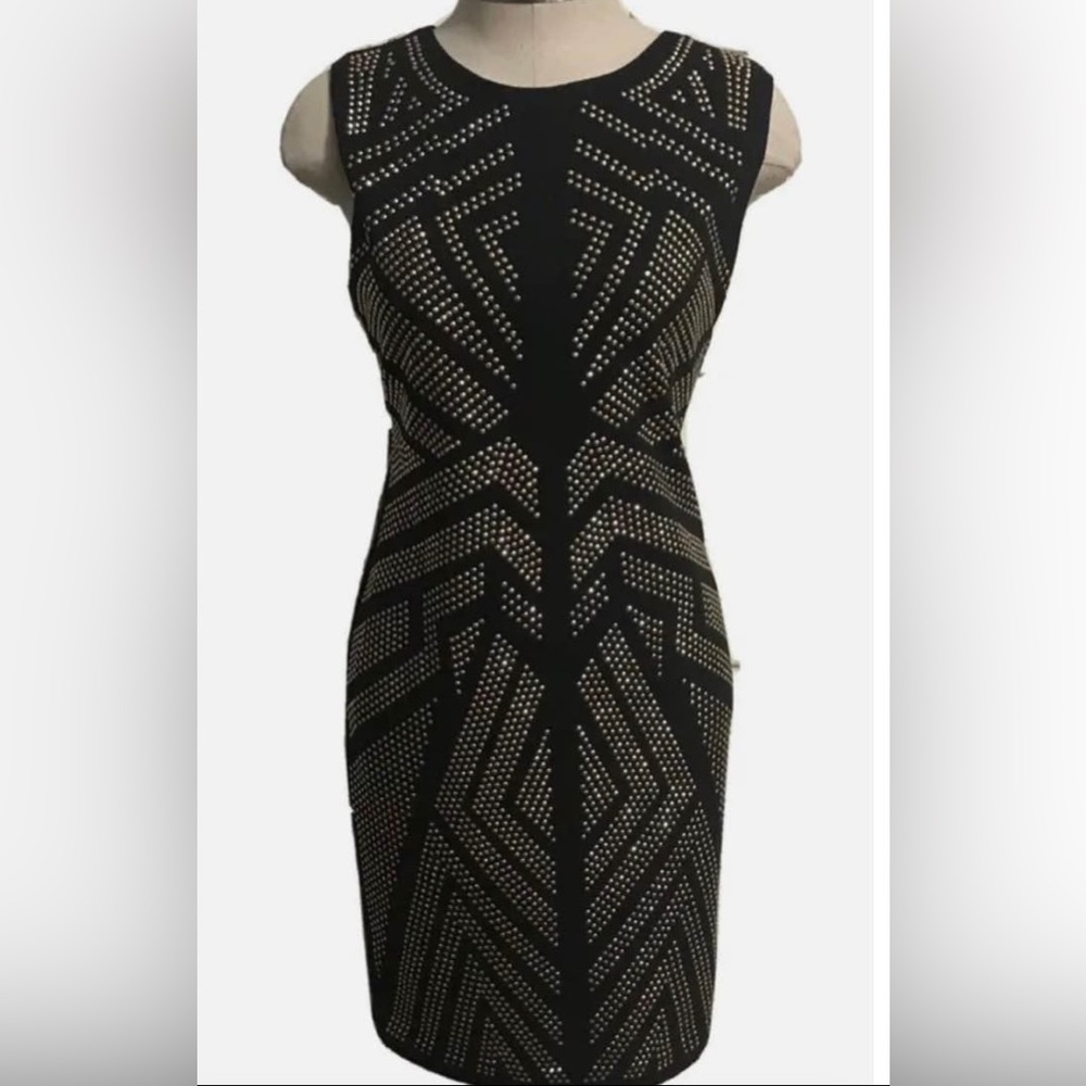 Greylin gold studded body con dress